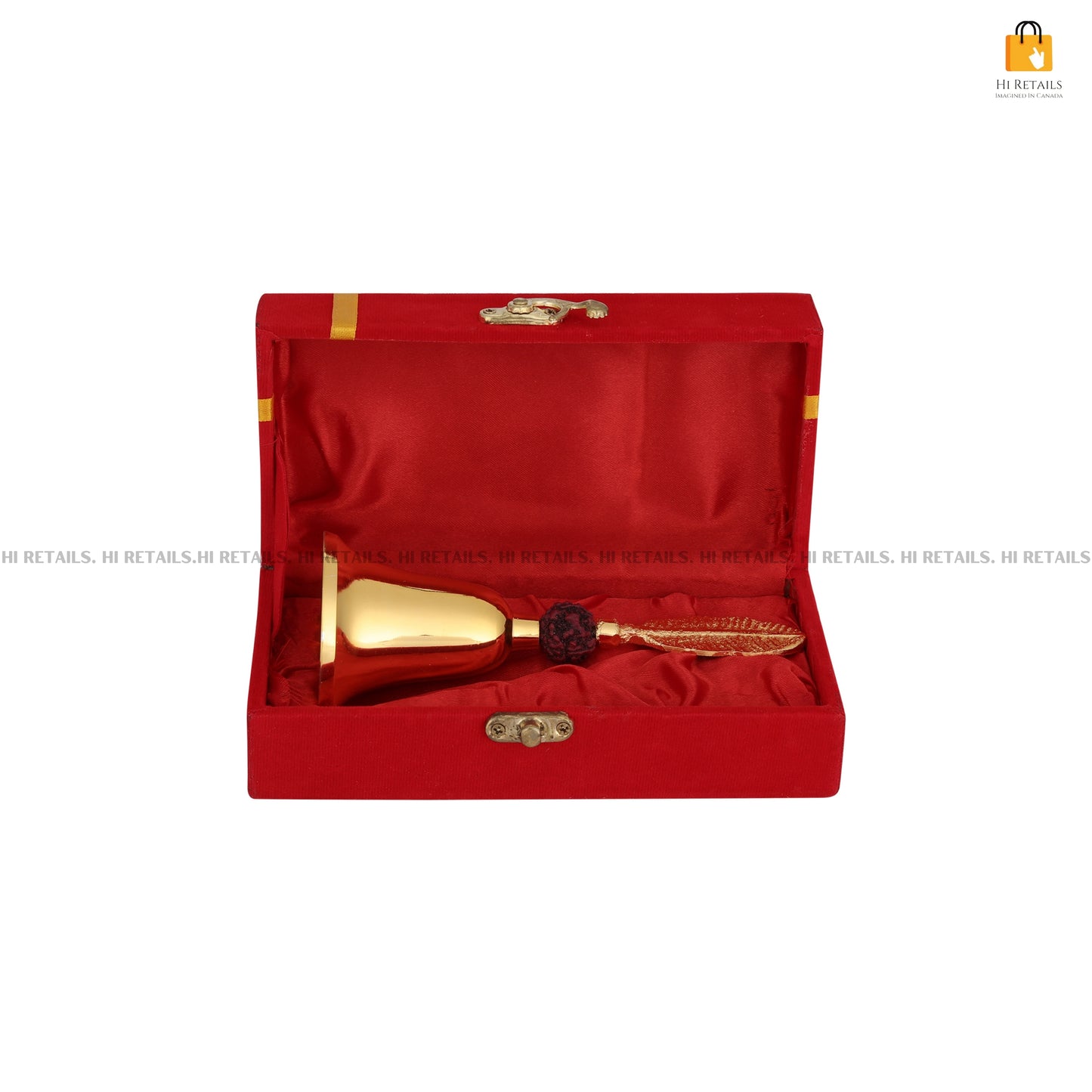 Golden Rudraksh Temple Bell with Pooja Mandir Ghanti, beautifully designed to elevate your spiritual ambiance at home at www.hiretails.com