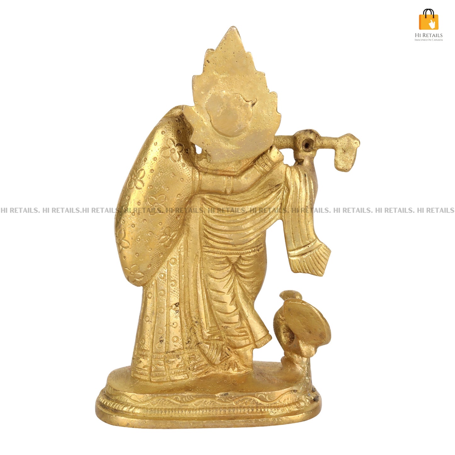 Lord Krishna and Radha brass figurine, exquisitely crafted for enhancing the ambiance of your home decor. Available at www.hiretails.com.