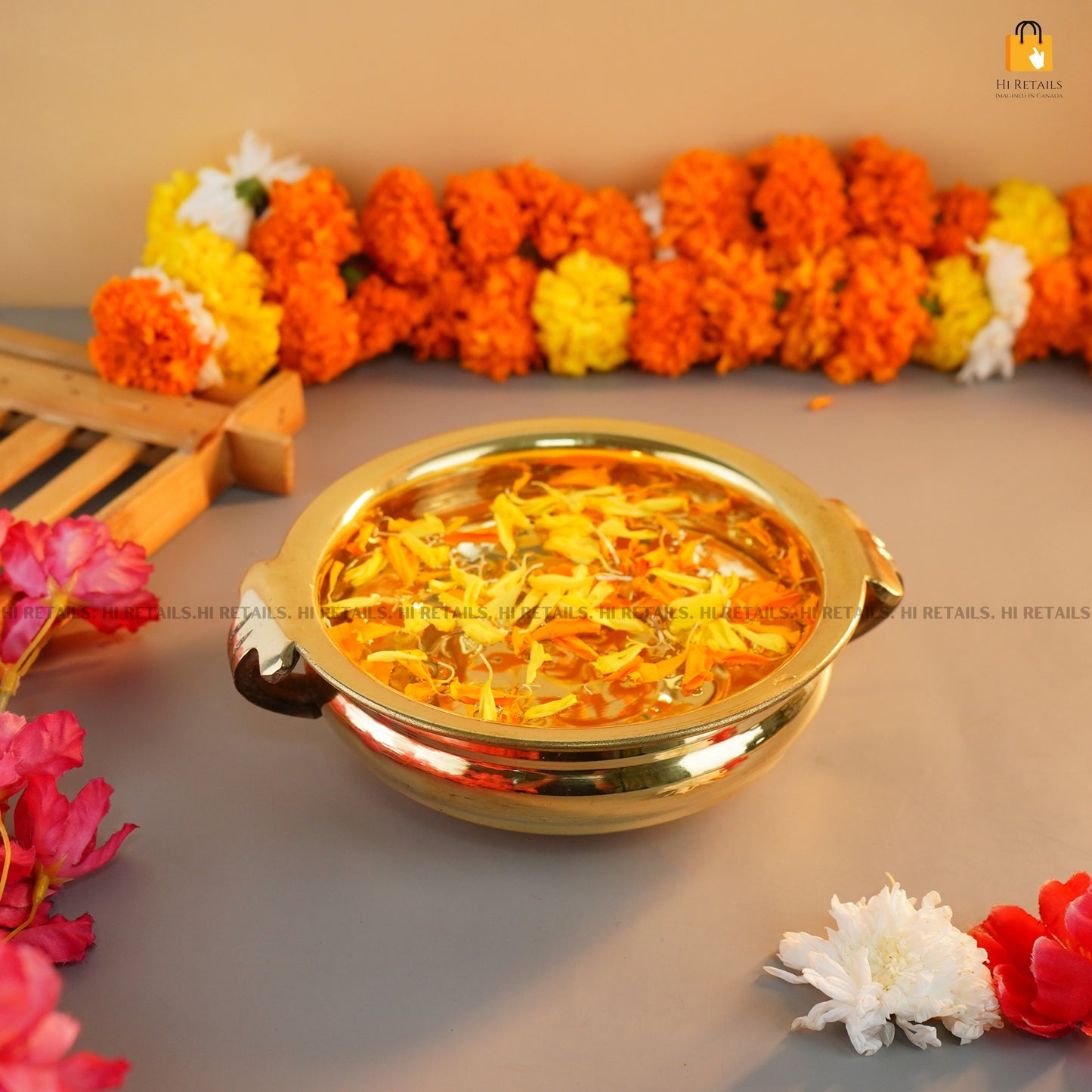 Brass Urli for Home and Festival Decor | Elegant Brass Urli for Pooja and Spiritual Use at www.hiretails.com