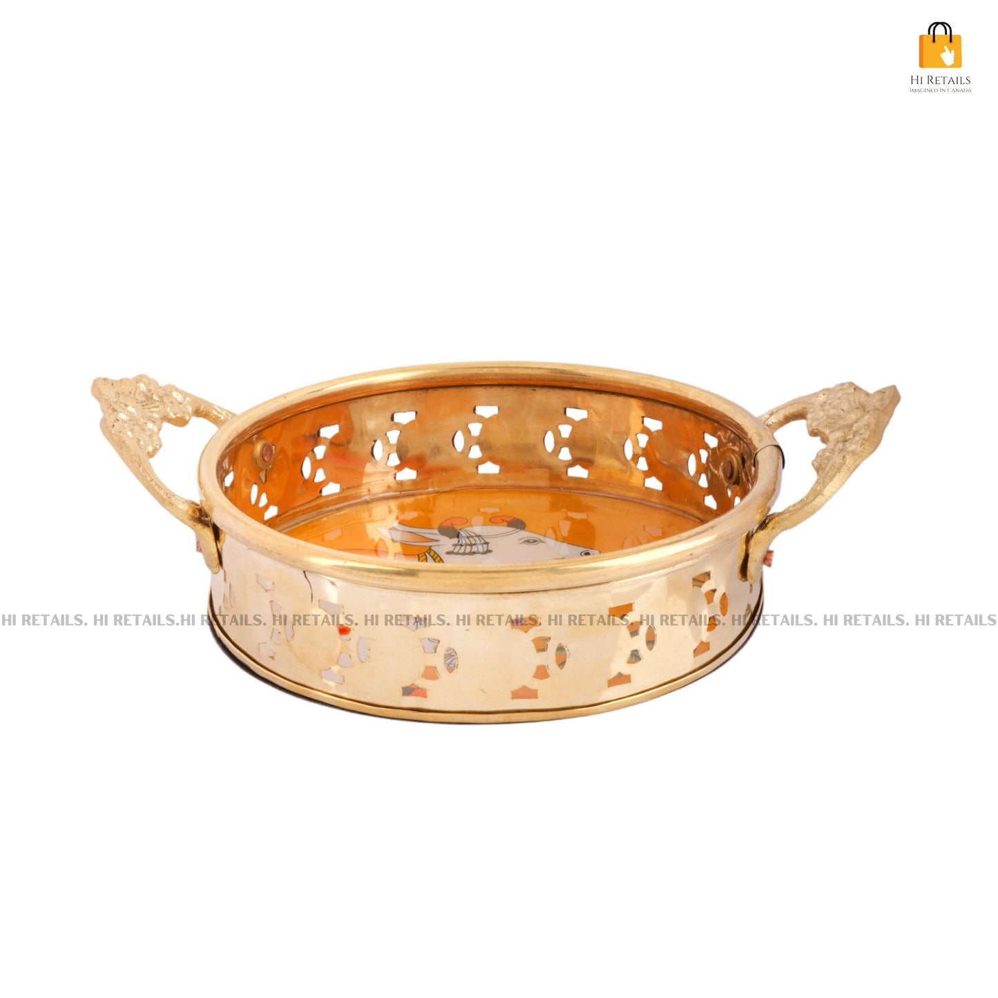 Traditional Handmade Pichwai Cow Design Tray – Perfect for Serving or Displaying at www.hiretails.com