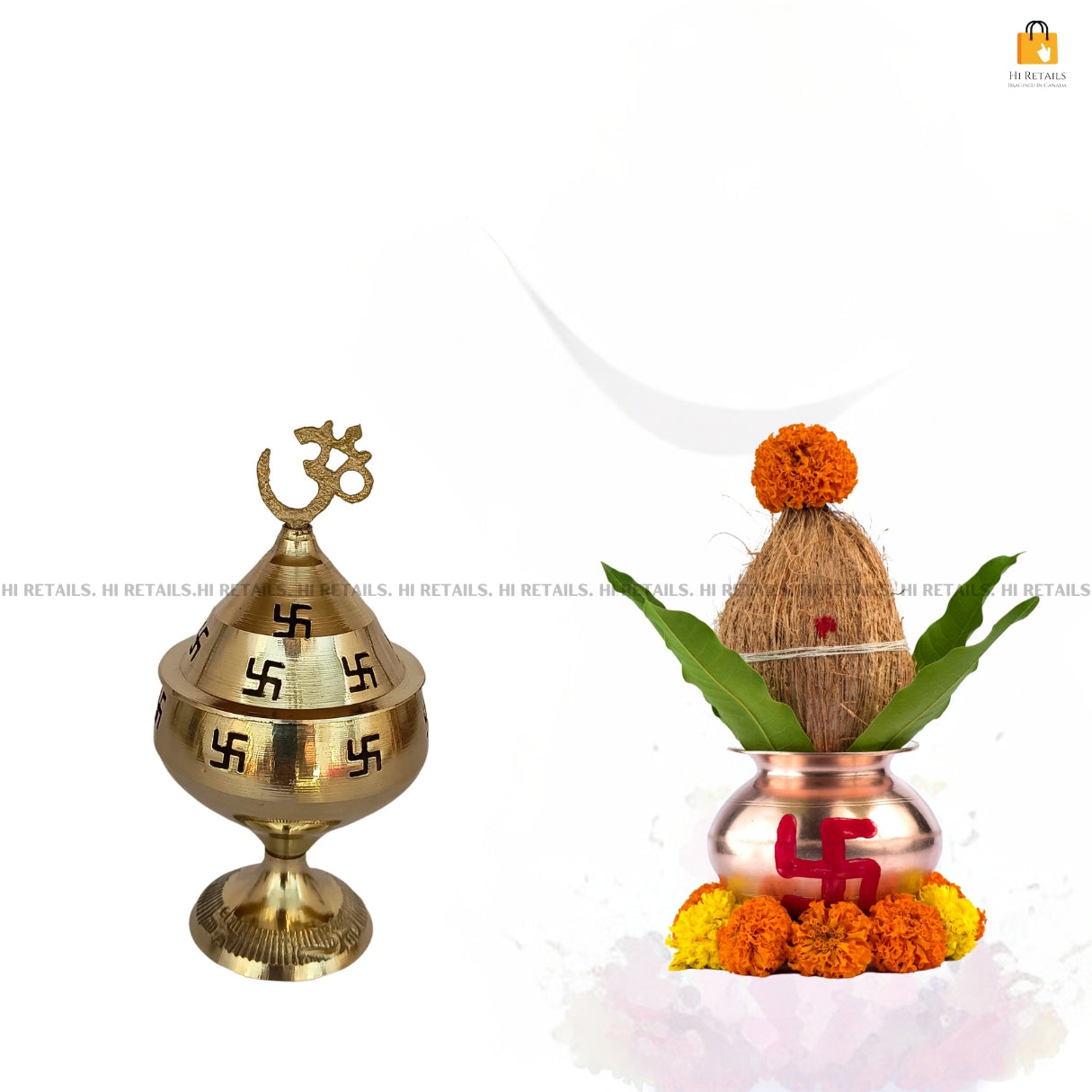 Brass Akhand Diya with Om Swastik and divine design, perfect for enhancing your pooja room at www.hiretails.com