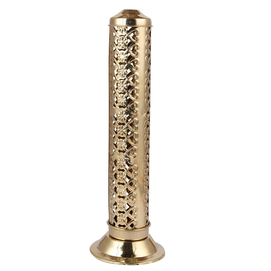 Brass Incense Burner and Candlestick Holder, 15 x 7.6 x 5.2 cms, Gold
