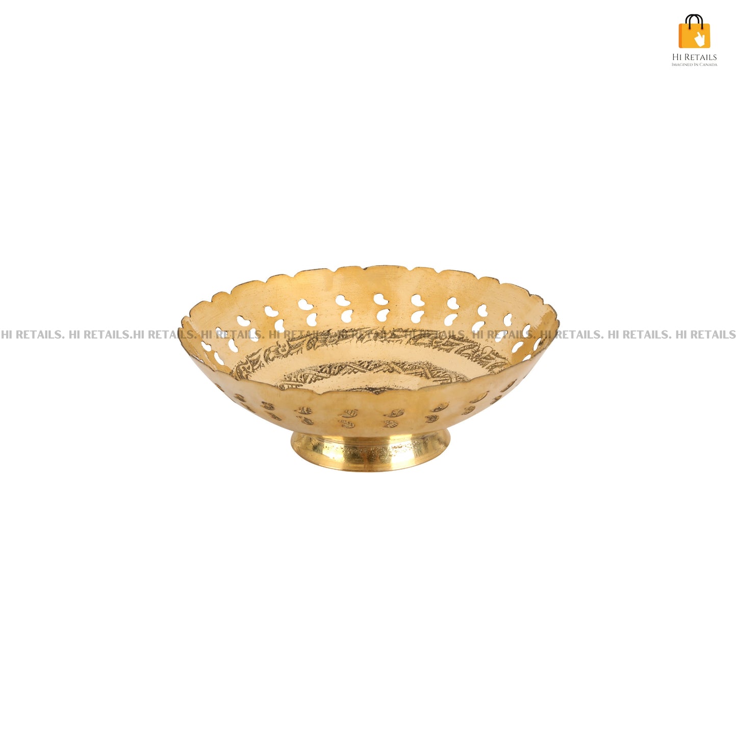 Elegant Brass Fruit Bowl with Decorative Carvings – Perfect for Displaying Fruits or as a Decorative Piece at www.hiretails.com
