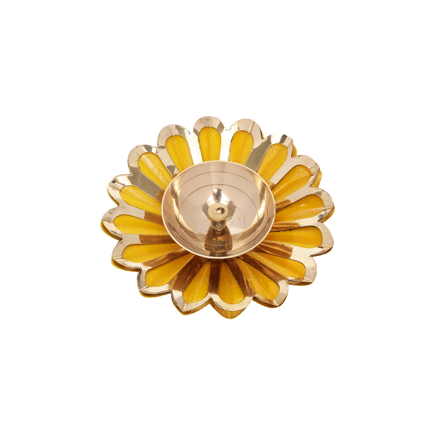 Brass Diya Set with Decorative Flower Petals | Perfect for Diwali, Pooja, and Religious Ceremonies at www.hiretails.com