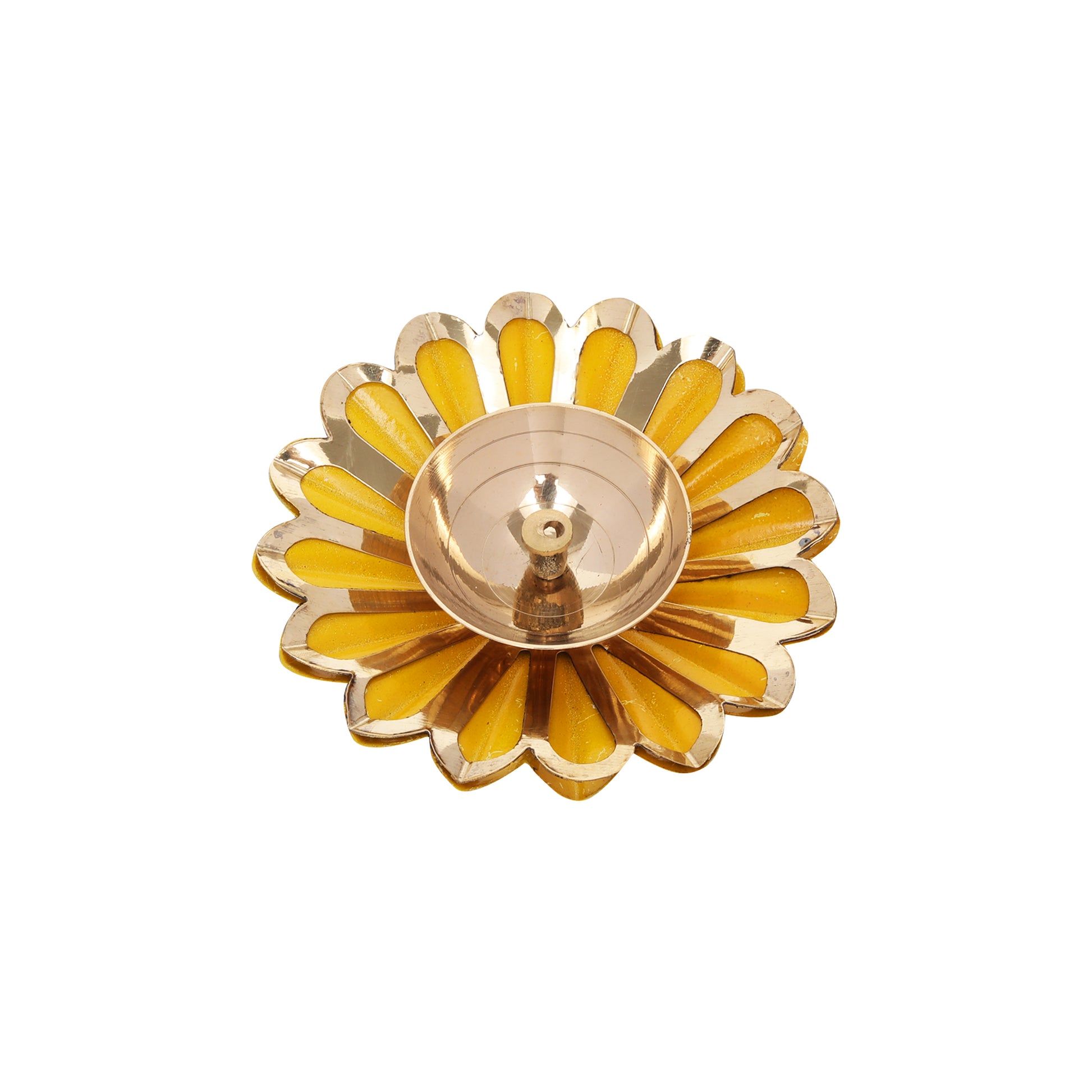 Brass Diya Set with Decorative Flower Petals | Perfect for Diwali, Pooja, and Religious Ceremonies at www.hiretails.com