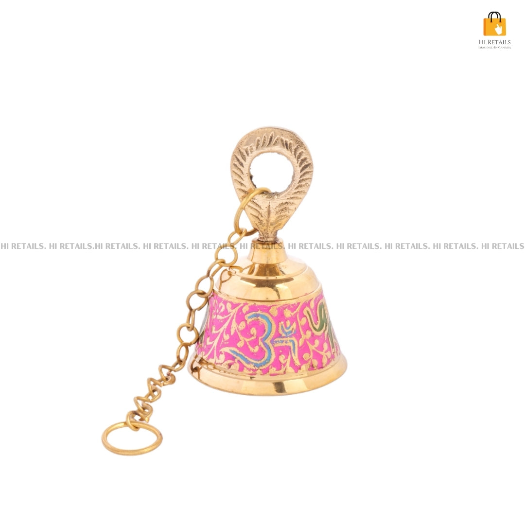 Handcrafted Brass Bell with Colorful Embellishments | Perfect for Festive and Spiritual Occasions at www.hiretails.com