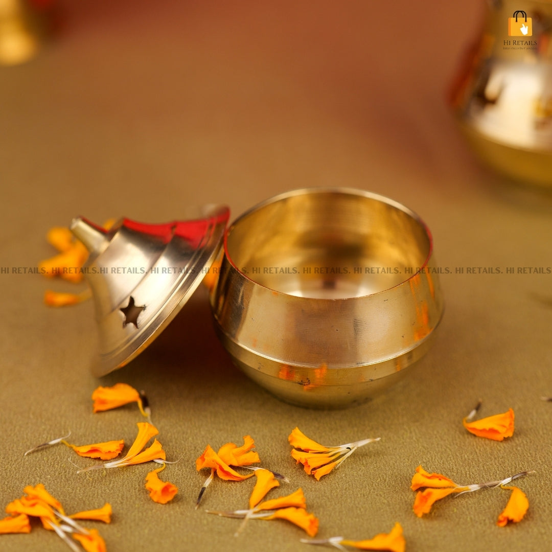 Elegant Brass Incense Burner with Decorative Holes for Spiritual Lighting and Pooja | Brass Dhoop Holder at www.hiretails.com