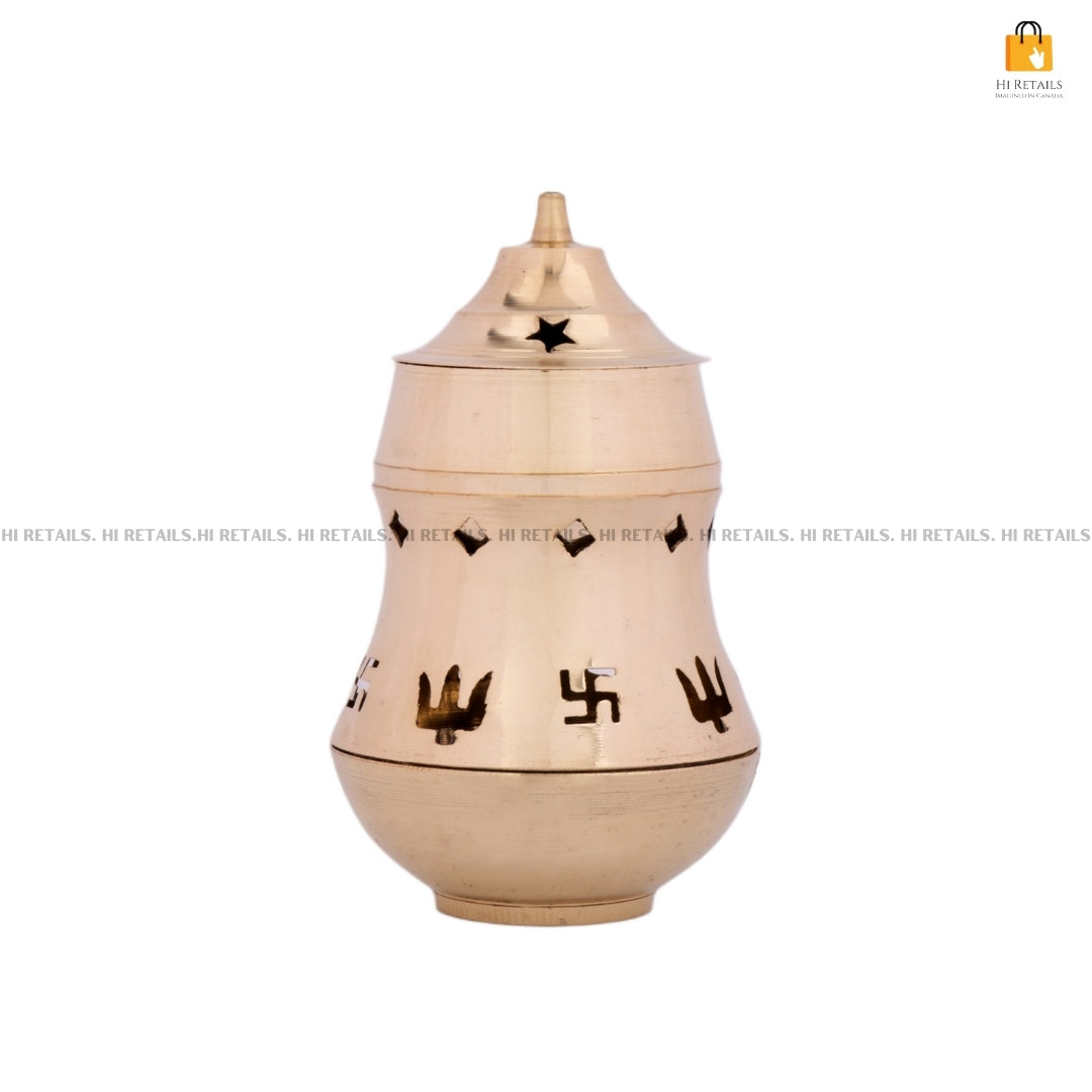 Traditional Brass Incense Holder with Decorative Swastika for Spiritual and Religious Ceremonies | Dhoop Burner at www.hiretails.com