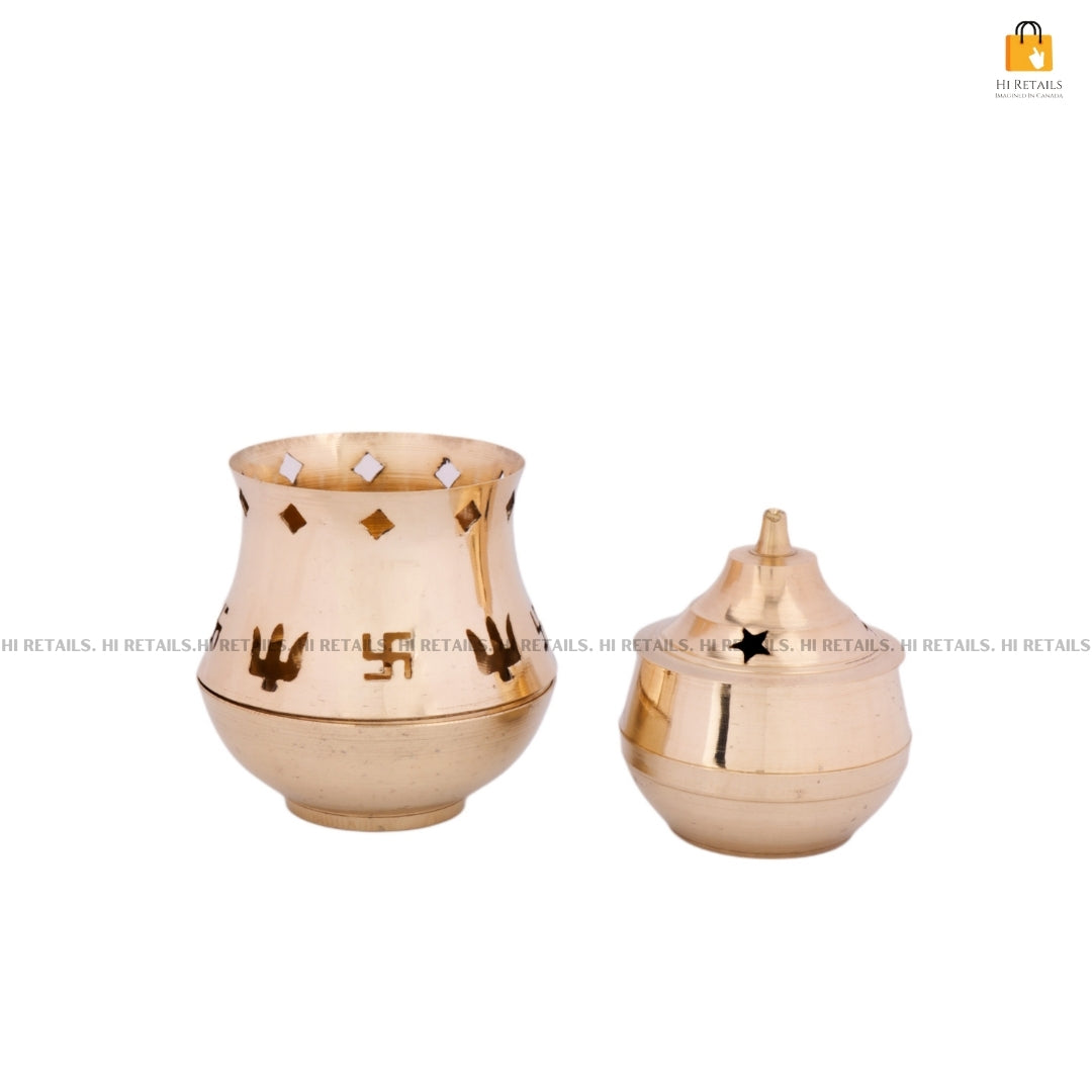 Premium Brass Incense Burner with Swastik Symbol for Continuous Fragrance | Perfect for Pooja and Festive Decor at www.hiretails.com
