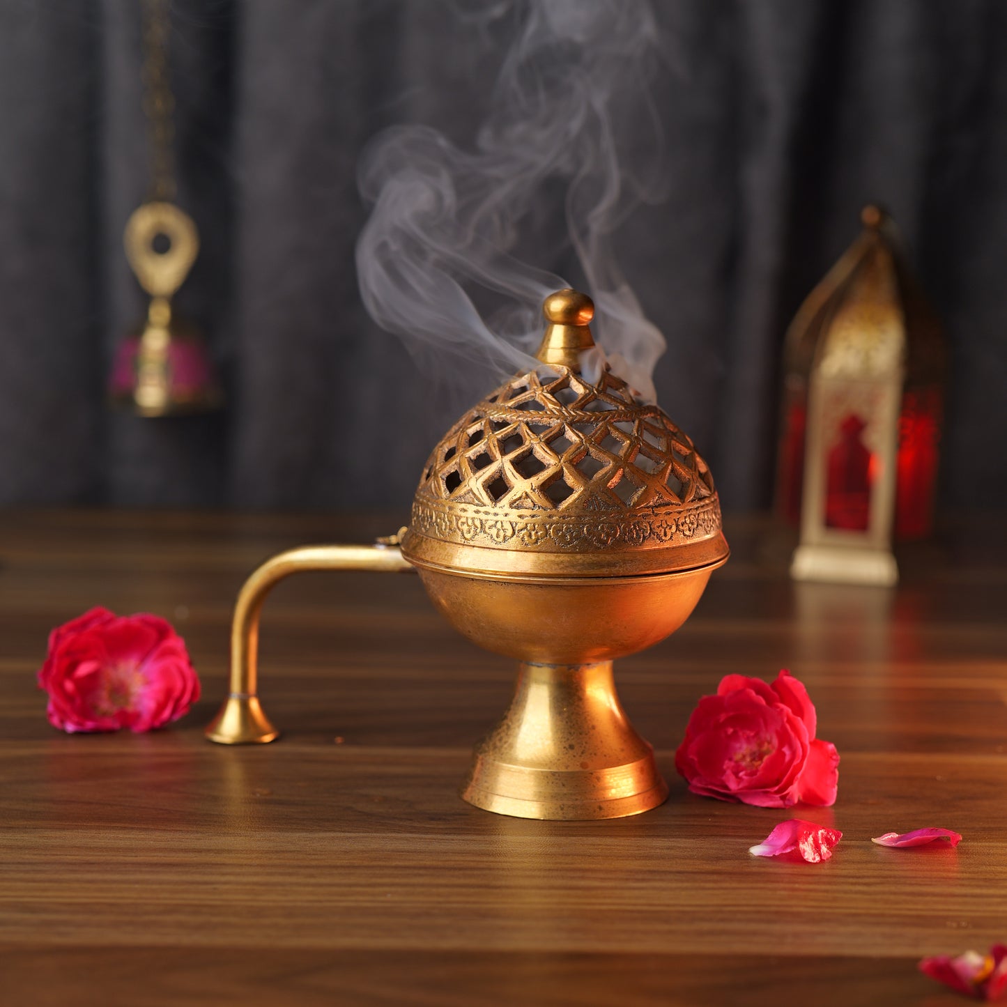 Brass Loban Daani Incense Burner for Spiritual Pooja Rituals | Handcrafted Brass Incense Holder for Home Temples at www.hiretails.com