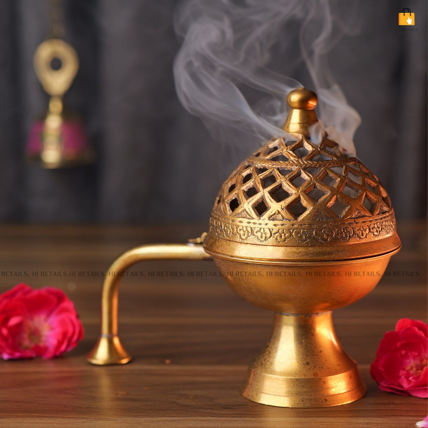 Handcrafted Brass Loban Daani Incense Burner for Spiritual Lighting and Incense Burning | Elegant Brass Incense Holder at www.hiretails.com
