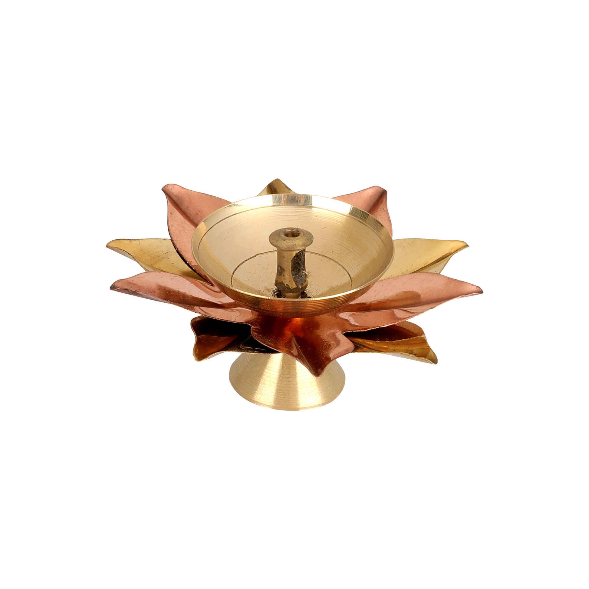 Set of 4 Brass Lotus Diyas for Pooja and Meditation | Traditional Brass Oil Lamps for Spiritual Spaces at www.hiretails.com