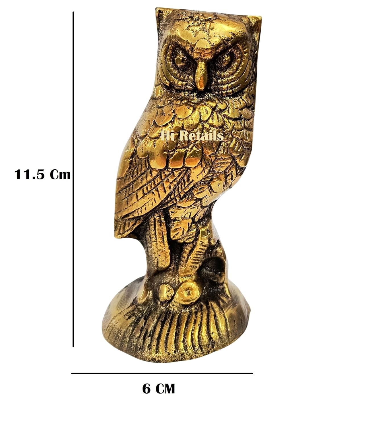 Brass owl figurine for home temple and living room decor, a beautiful showpiece at www.hiretails.com
