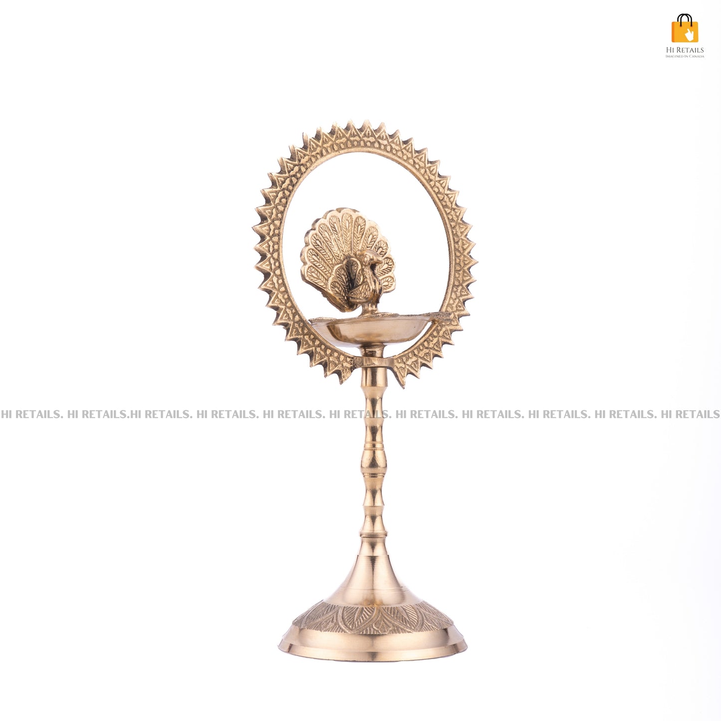 Traditional Brass Peacock Ring Oil Lamp for Religious Ceremonies | Decorative Brass Oil Lamp for Home Temples at www.hiretails.com