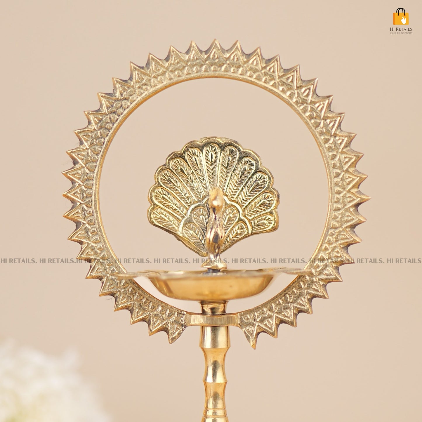 Premium Brass Peacock Ring Oil Lamp for Religious Worship | Beautiful Brass Oil Lamp for Pooja and Decorative Lighting at www.hiretails.com