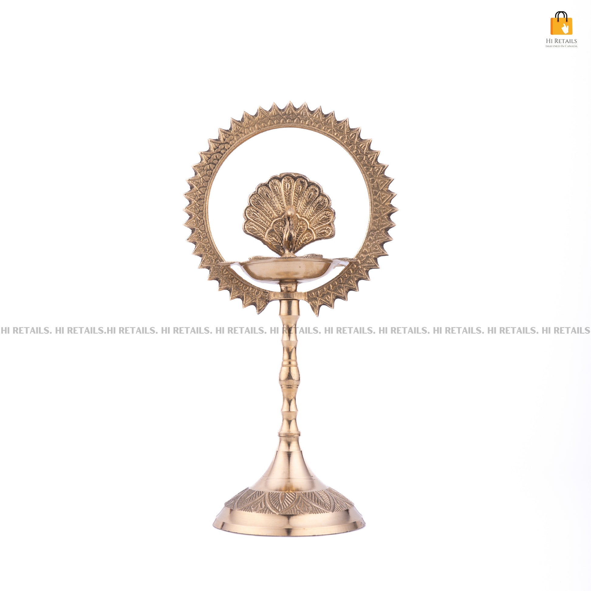 Handcrafted Brass Peacock Ring Oil Lamp for Pooja and Meditation | Elegant Spiritual Oil Lamp for Home Decor at www.hiretails.com