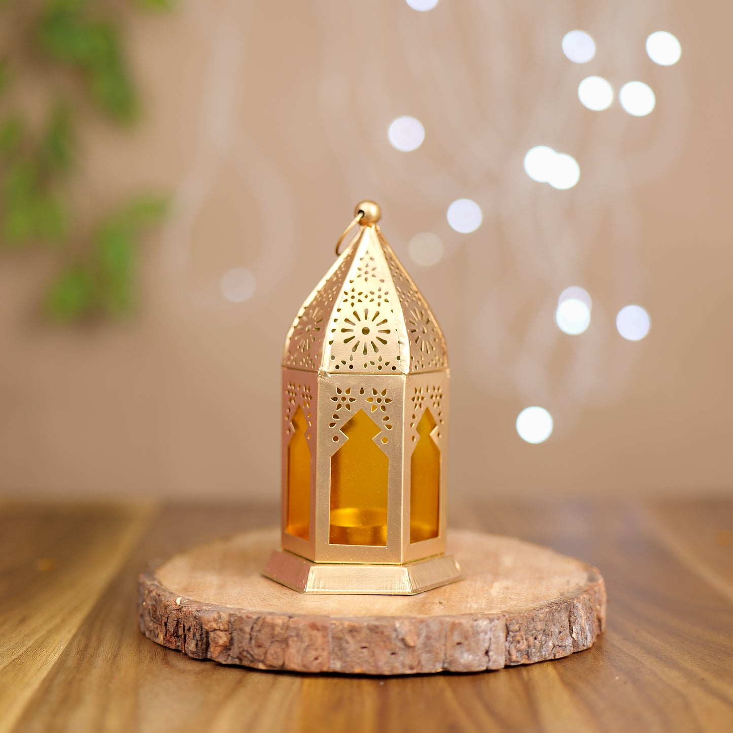 Brass Decorative Lantern with Intricate Cutwork for Home Decor | Elegant Lantern for Ambient Lighting and Decoration at www.hiretails.com