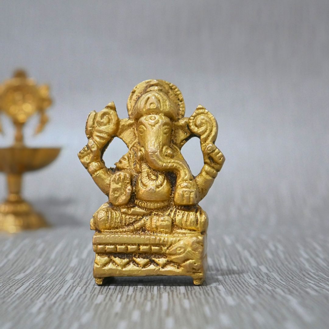 Brass Ganesh Murti Idol for Puja and Home Decor | Intricate Ganesha Statue for Spiritual Blessings and Positivity at www.hiretails.com