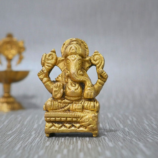 Brass Ganesh Murti Idol for Puja and Home Decor | Intricate Ganesha Statue for Spiritual Blessings and Positivity at www.hiretails.com