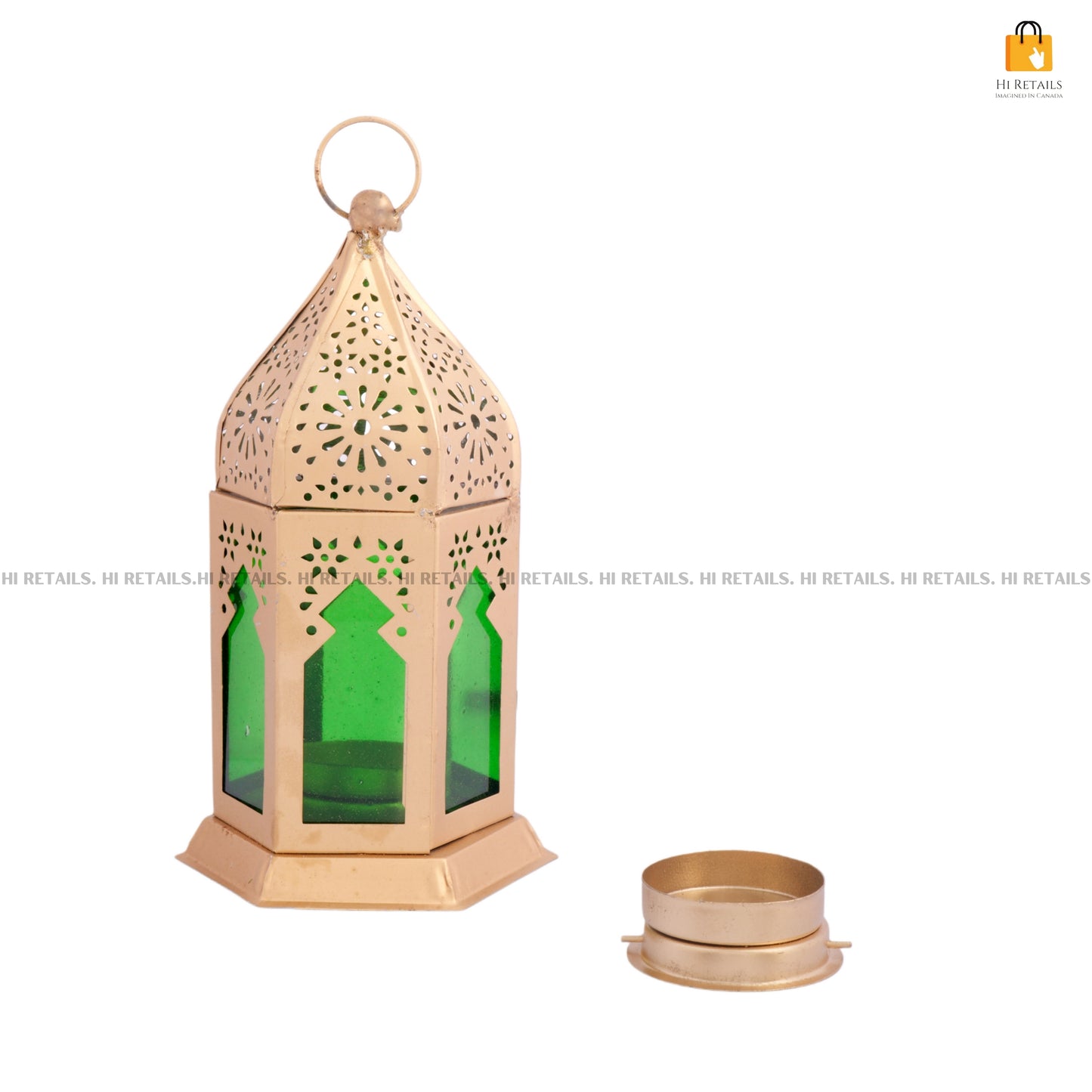 Traditional Green Brass Lantern for Home and Outdoor Decor – 16cm – www.hiretails.com