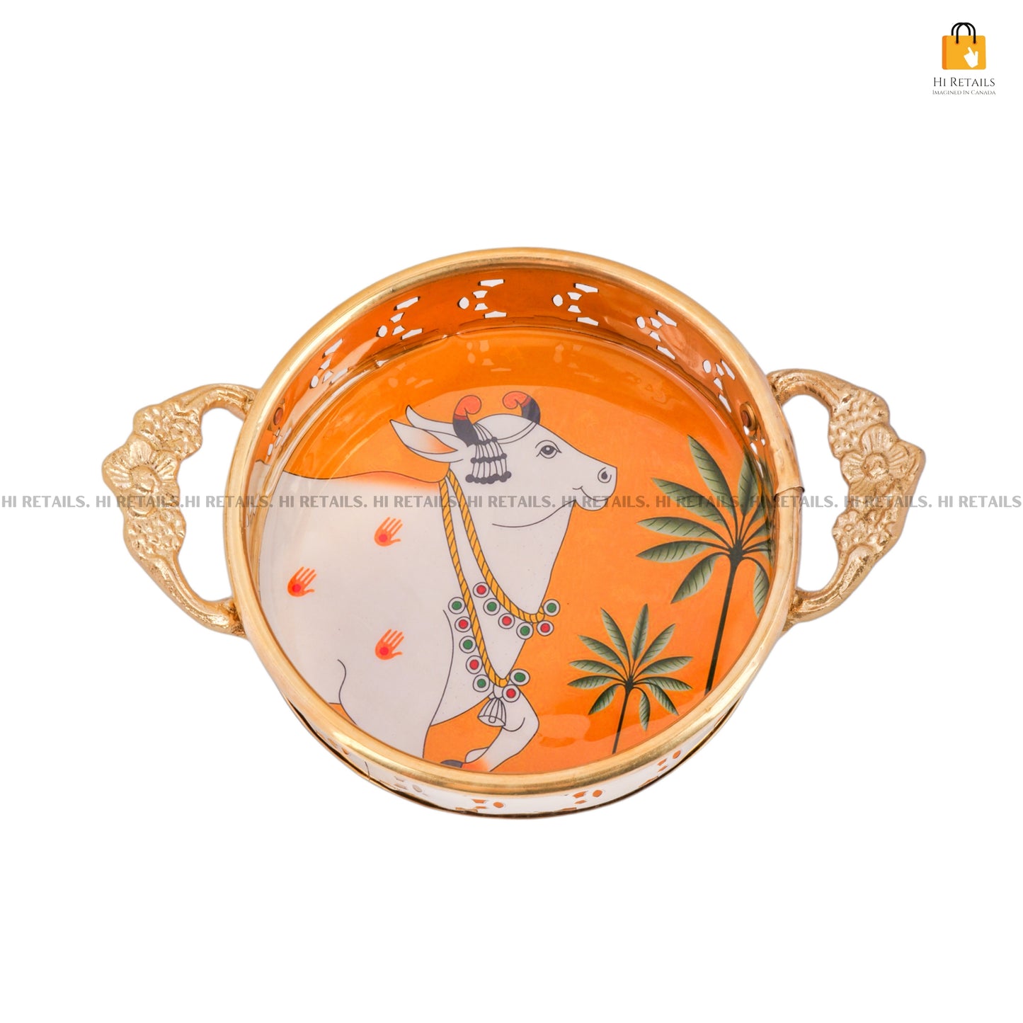 Handcrafted Pichwai Art Cow Design Serving Tray – Unique Indian Decor for Your Home at www.hiretails.com