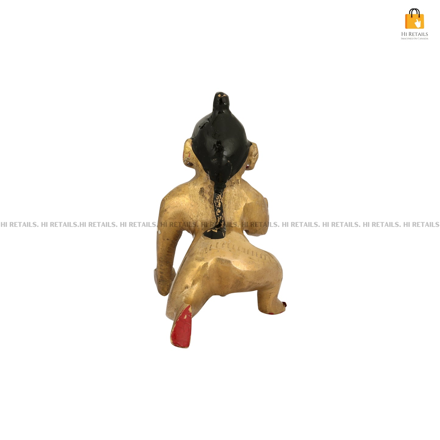 Traditional Brass Laddu Gopal Statue with Decorative Colors for Hindus Worship | Perfect for Krishna Pooja at www.hiretails.com