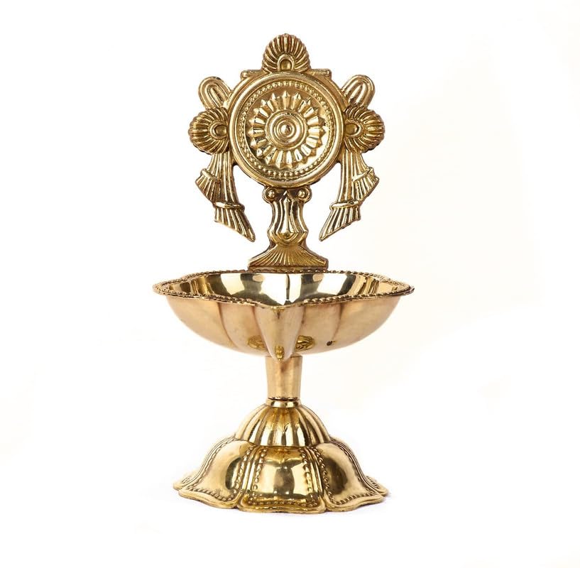 Exquisite Pure Brass Chakra Kuber Diya for Diwali and Puja, crafted with intricate details for a spiritual and decorative touch. Available at www.hiretails.com.