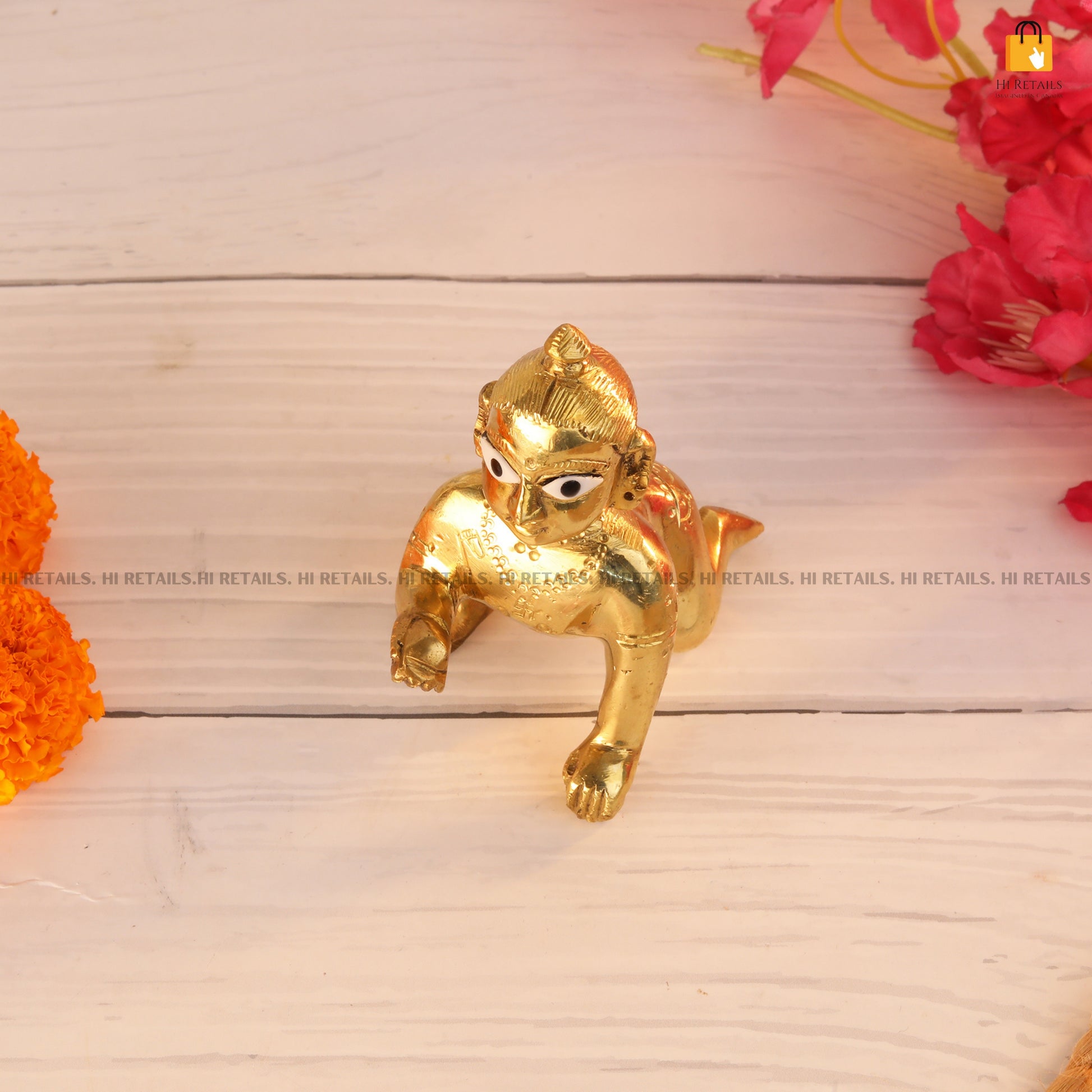 Handcrafted Brass Laddu Gopal Statue for Spiritual and Devotional Ceremonies | Ideal Krishna Idol for Home Decor at www.hiretails.com