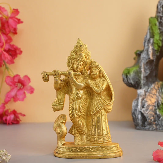 Brass Lord Krishna decorative showpiece with intricate details, perfect for home decor and spiritual settings. Available at www.hiretails.com.