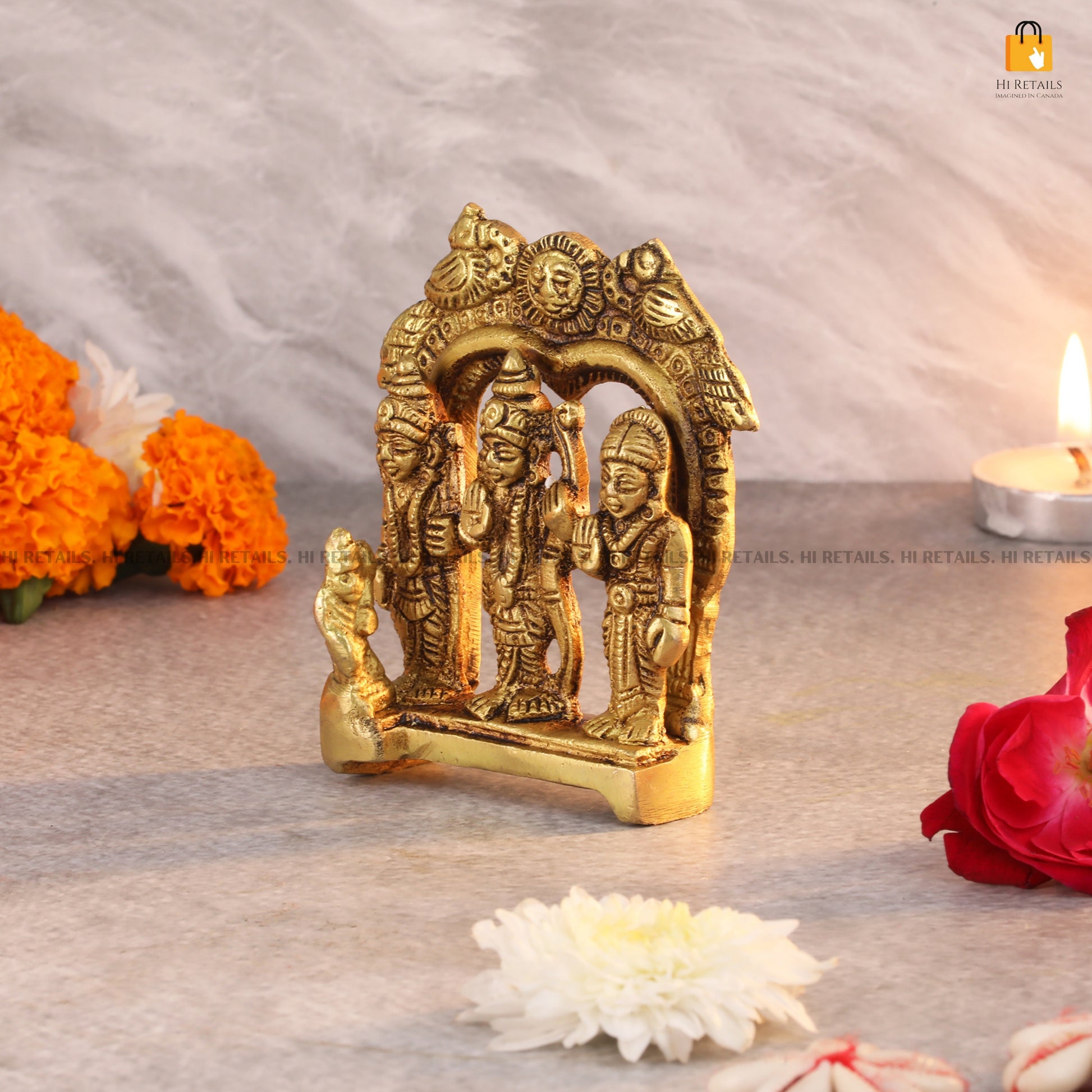 Brass Ram Darbar Statue with fine craftsmanship and symbolic design, bringing divine energy to your home. Available at www.hiretails.com.
