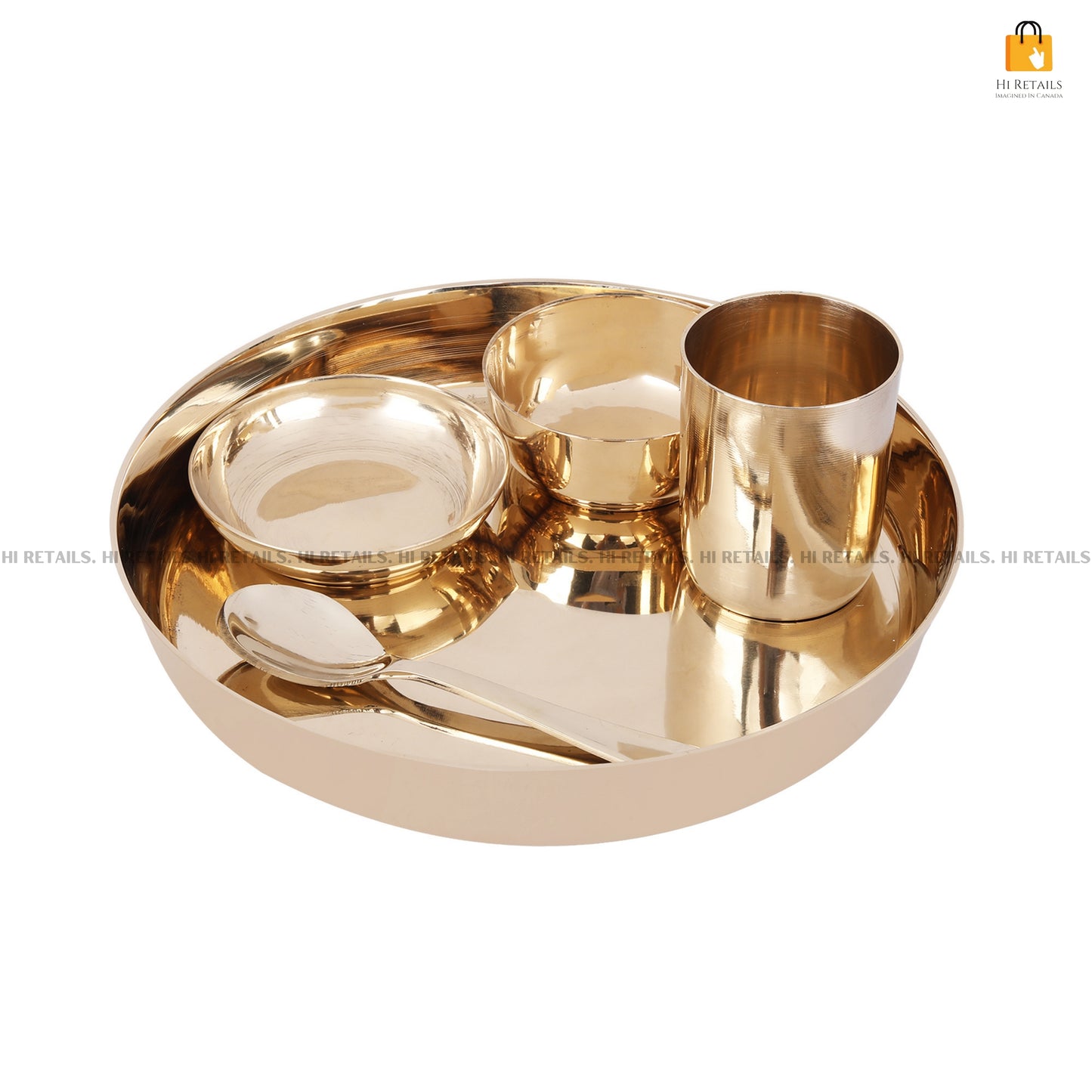 Premium kansa thali dinner set with serving bowls and plate, perfect for dining and gifting at www.hiretails.com