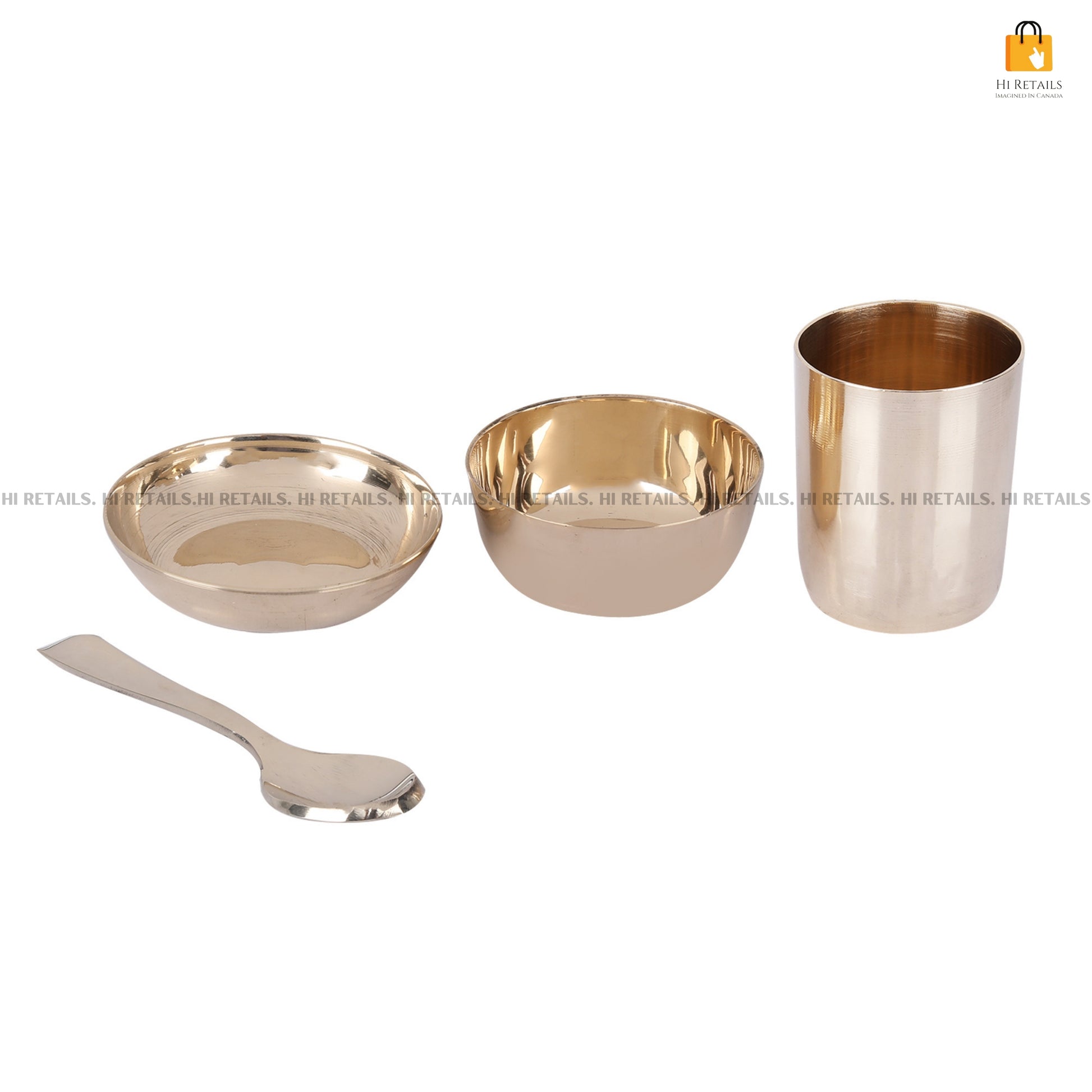 Stylish 3-piece kansa thali dinnerware set for dining and home decoration at www.hiretails.com