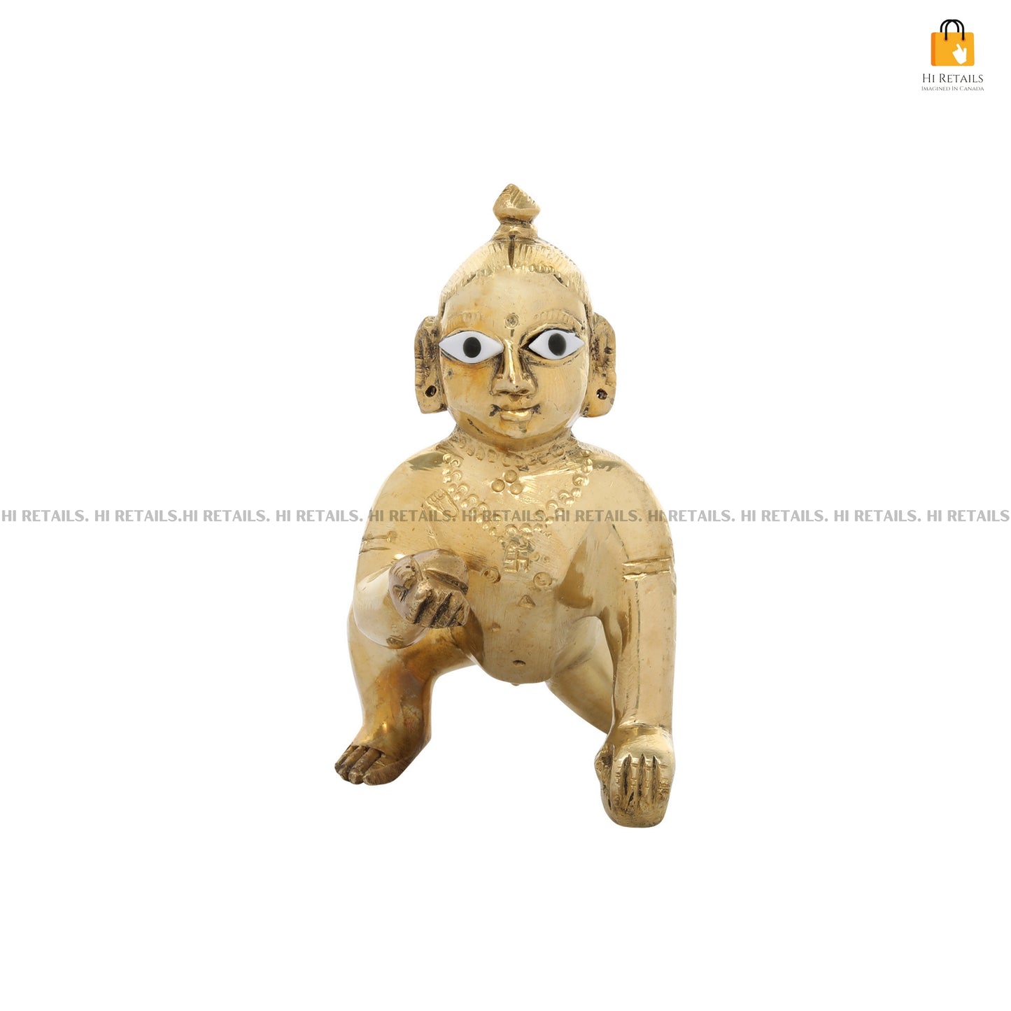 Handmade Brass Laddu Gopal Idol for Devotional Worship and Home Temples | Elegant Krishna Statue for Pooja at www.hiretails.com